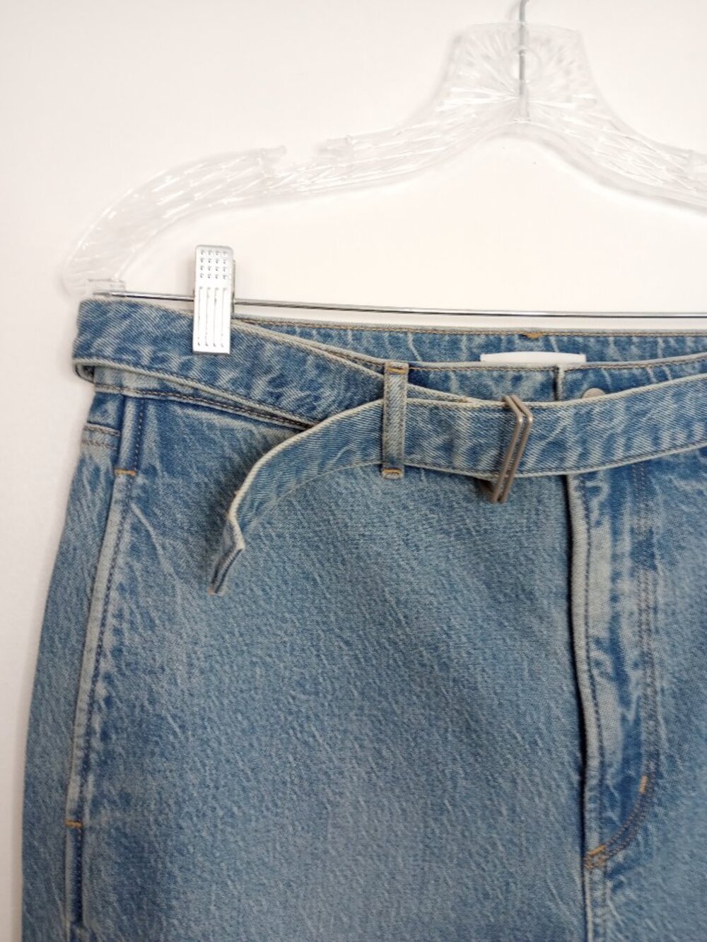 Loft Rivete Belted High Rise Wide Leg Light Wash Jeans 29/8 NWOT - Picture 3 of 10